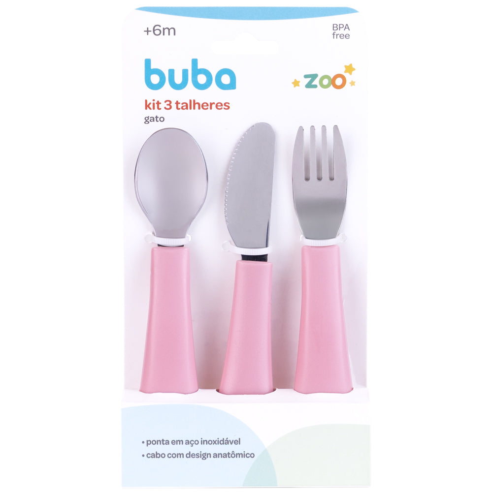 Kit Talheres, Buba Zoo, Rosa - Buba