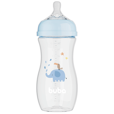 Mamadeira Easy Flow Elefante Azul, 330ml, Anticolica - Buba