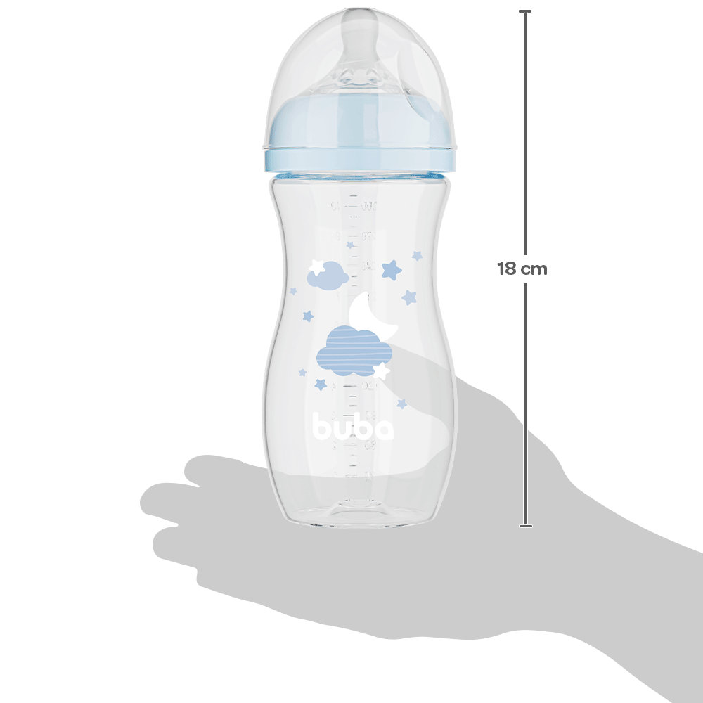 Mamadeira Easy Flow Nuvem Azul, 330ml, Anticolica - Buba