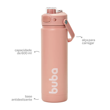 Copo Termico Parede Dupla, 600ml, Rose - Buba