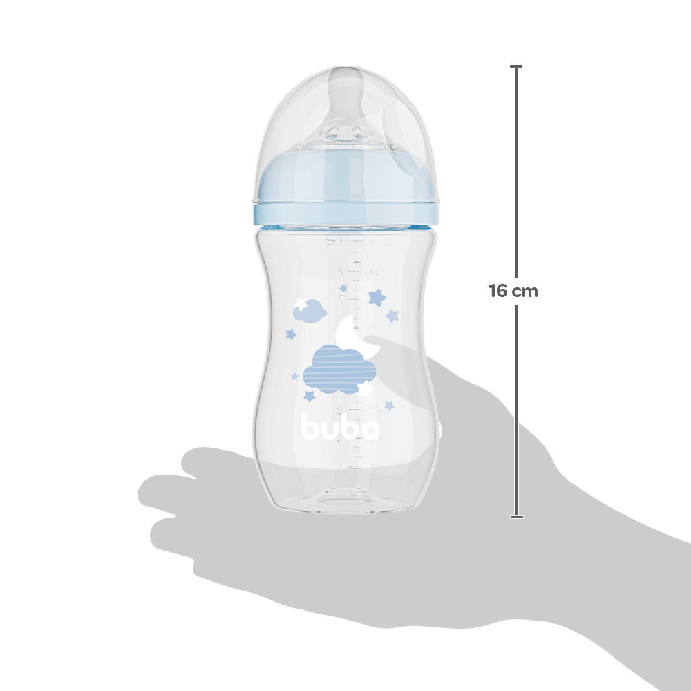 Mamadeira Easy Flow Nuvem Azul, 270ml, Anticolica - Buba
