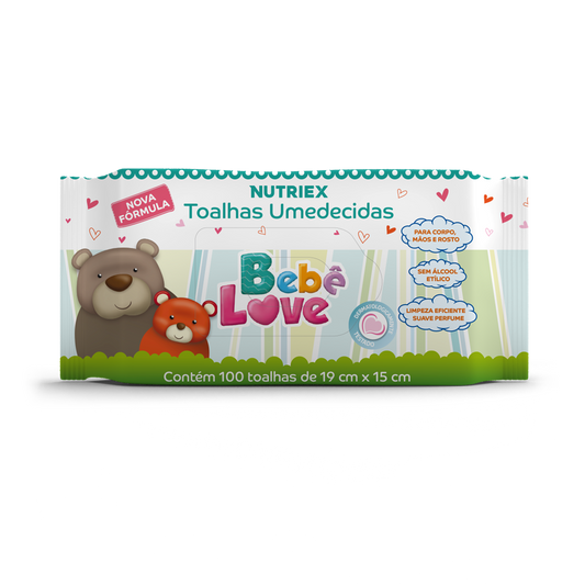 Toalha Umedecida com 100 unidades - Bebe Love