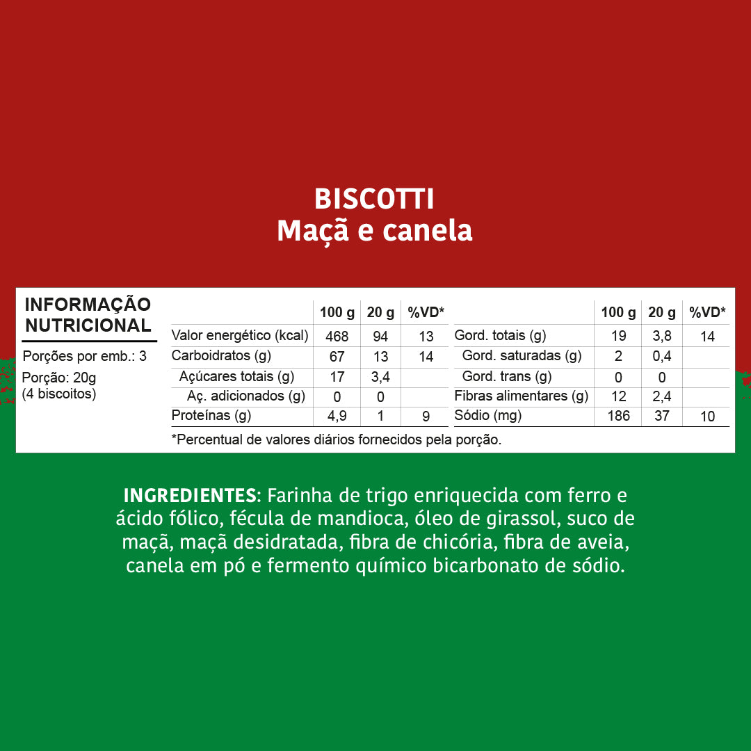 Biscoito Infantil Biscotti: Maçã e Canela, 60g - Papapá
