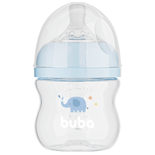 Mamadeira Easy Flow Elefante Azul, 120ml, Anticolica - Buba