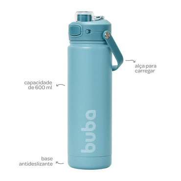 Copo Termico Parede Dupla, 600ml, Verde - Buba
