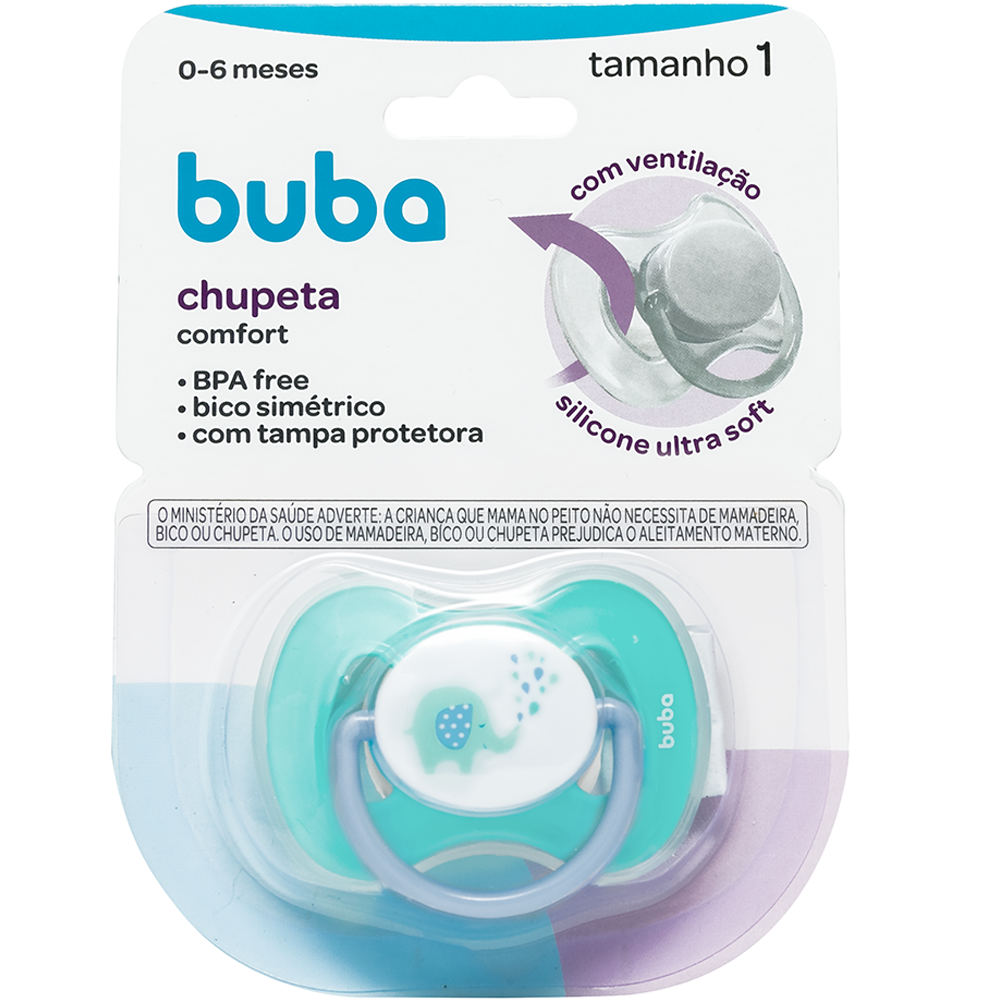 Chupeta Buba comfort Tam.1 Elefantinho - Azul