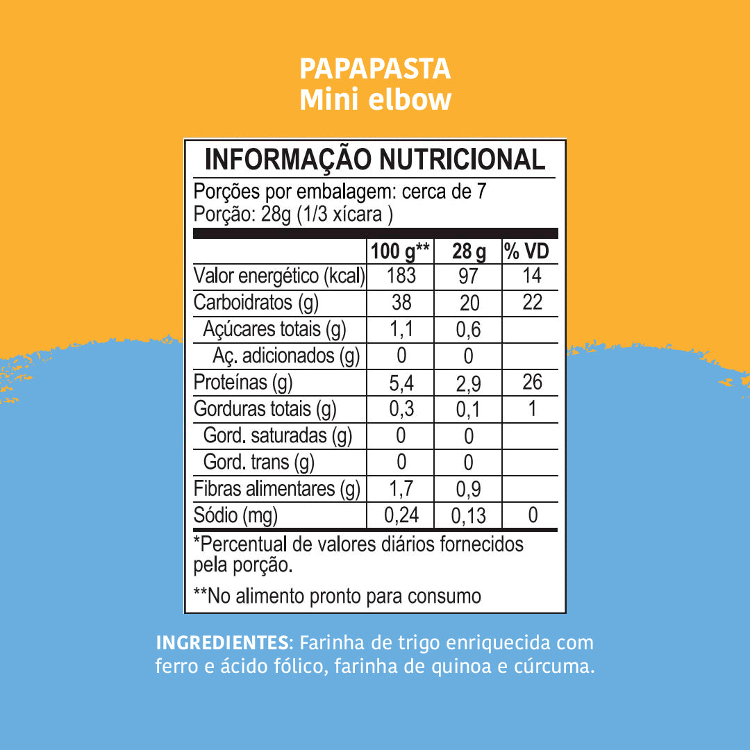 Macarrão Infantil PapaPasta: Mini Elbow com Quinoa, 200g - Papapá