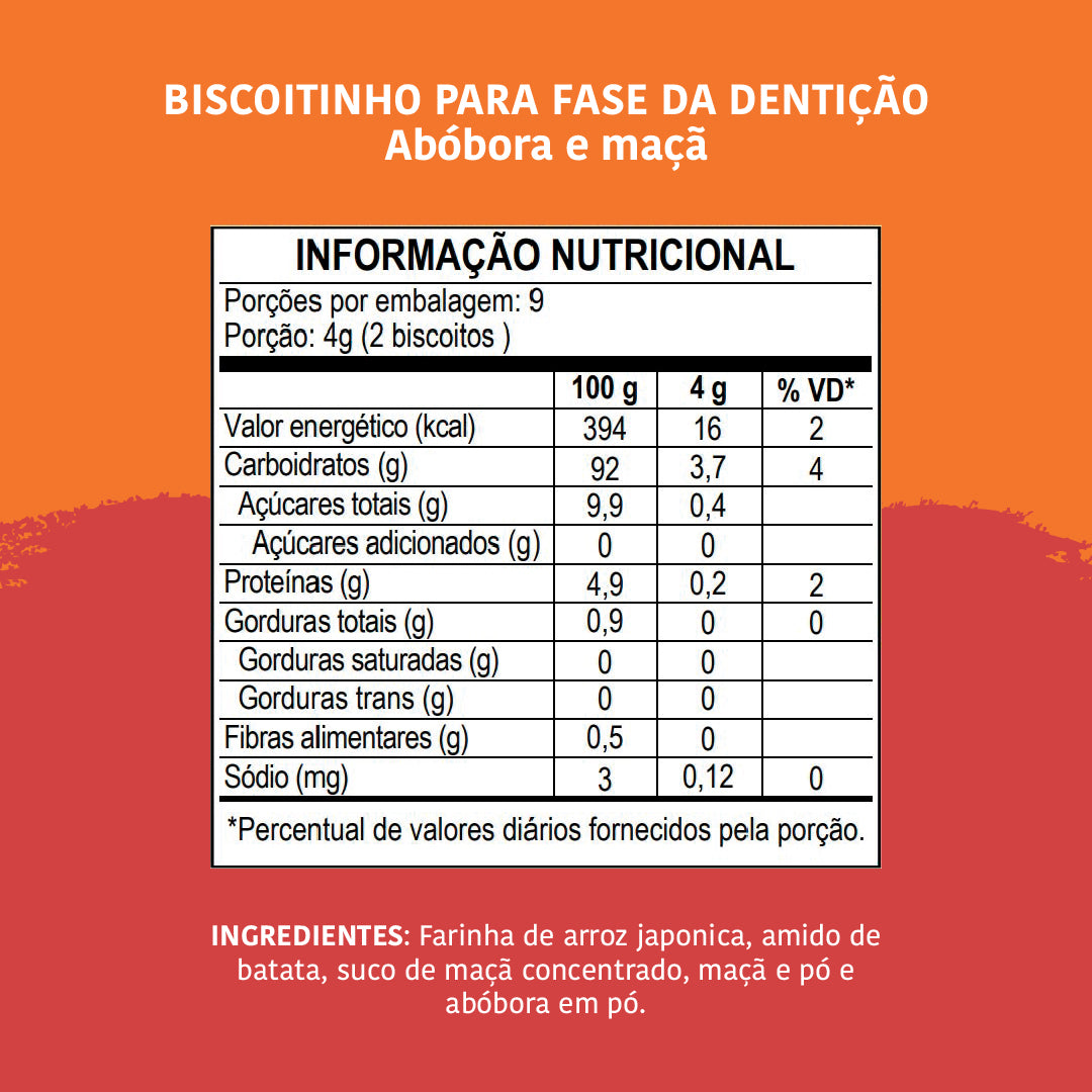 Biscoitinho para fase da Dentição, Abóbora e Maçã, 36g - Papapá