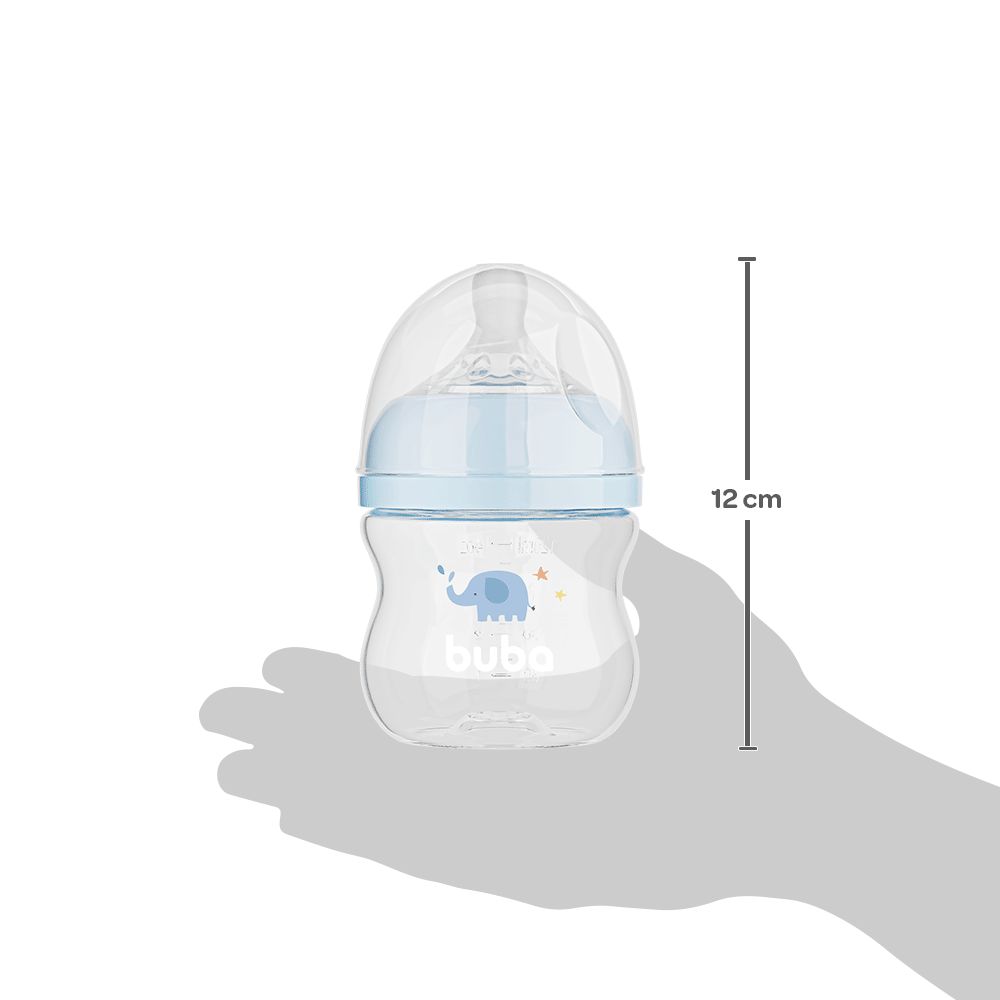 Mamadeira Easy Flow Elefante Azul, 120ml, Anticolica - Buba