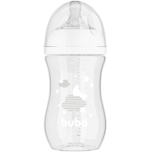 Mamadeira Easy Flow Nuvem Branca, 270ml, Anticolica - Buba