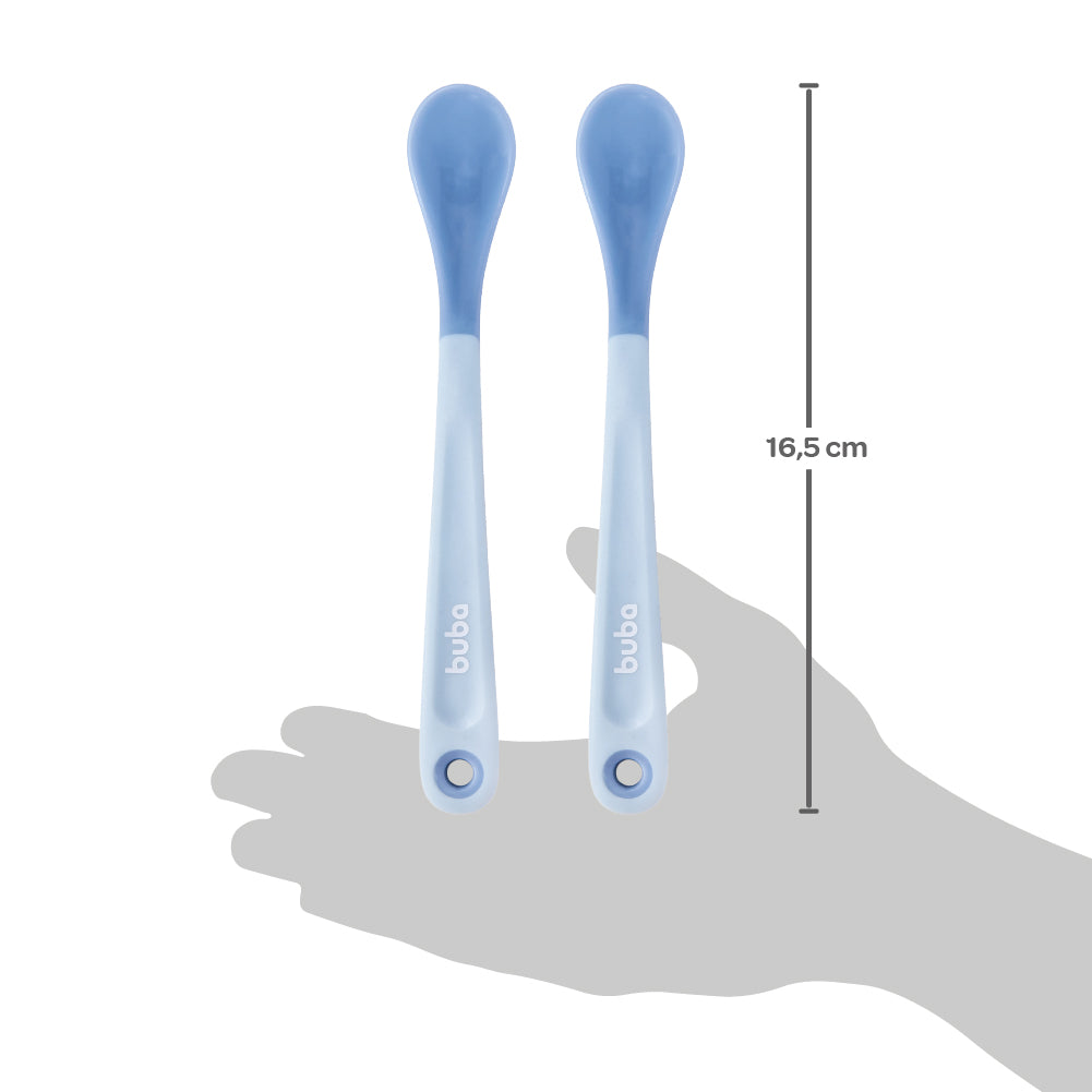Kit 2 Colheres Termossensiveis, Azul - Buba
