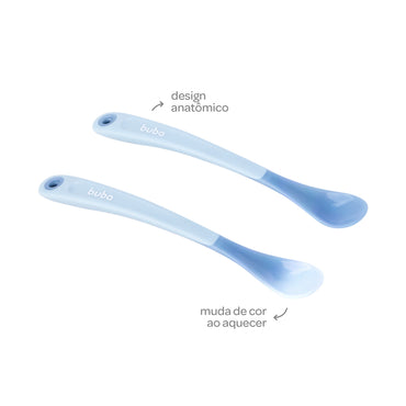 Kit 2 Colheres Termossensiveis, Azul - Buba