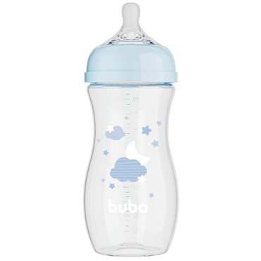Mamadeira Easy Flow Nuvem Azul, 330ml, Anticolica - Buba