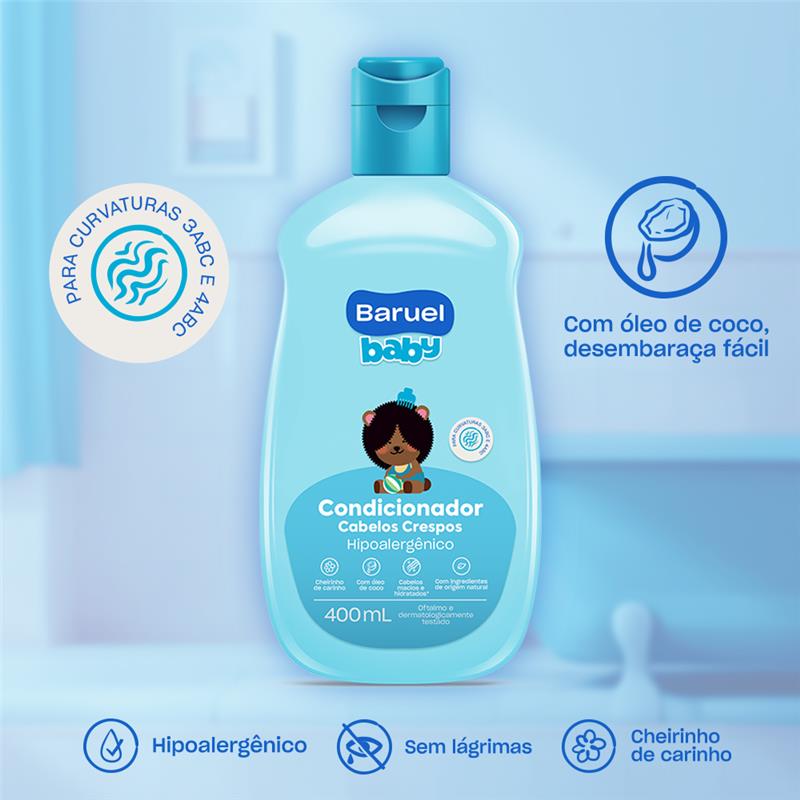 Condicionador Cabelos Crespos, 400ml - Baruel Baby