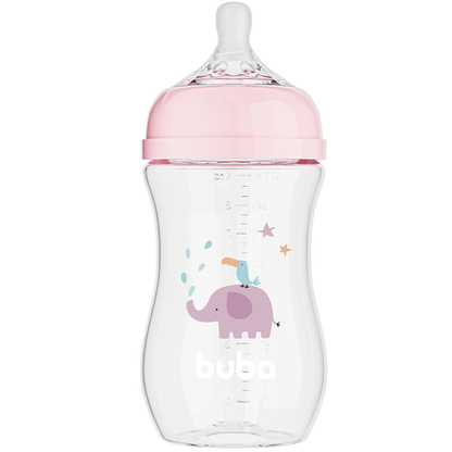 Mamadeira Easy Flow Elefante Rosa, 270ml, Anticolica - Buba