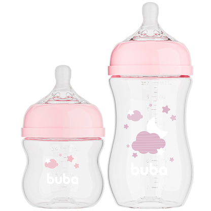 Kit 2 Mamadeiras Easy Flow Nuvem Rosa, 120ml/270ml, Anticolica - Buba
