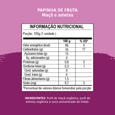 Papinha Orgânica, Maçã e Ameixa, 100g - Papapá