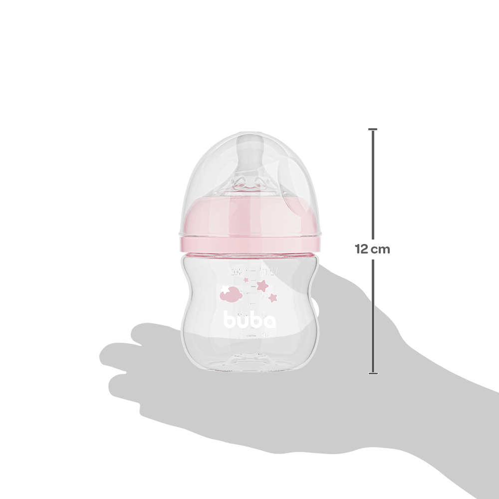 Mamadeira Easy Flow Nuvem Rosa, 120ml, Anticolica - Buba