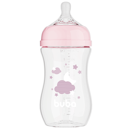 Mamadeira Easy Flow Nuvem Rosa, 270ml, Anticolica - Buba