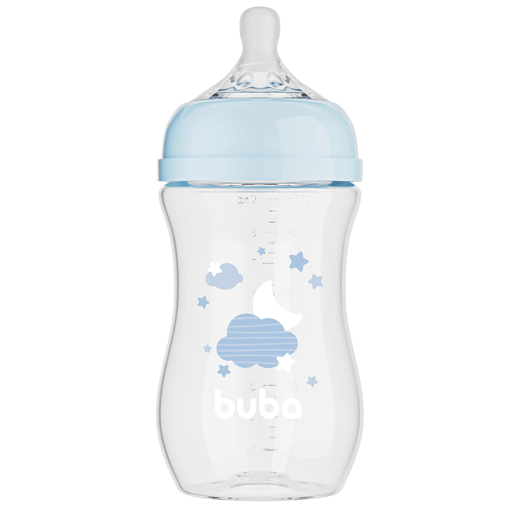Mamadeira Easy Flow Nuvem Azul, 270ml, Anticolica - Buba