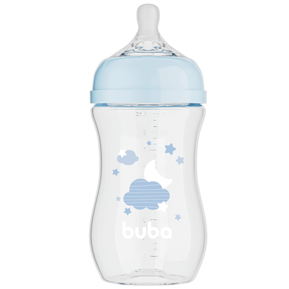 Mamadeira Easy Flow Nuvem Azul, 270ml, Anticolica - Buba