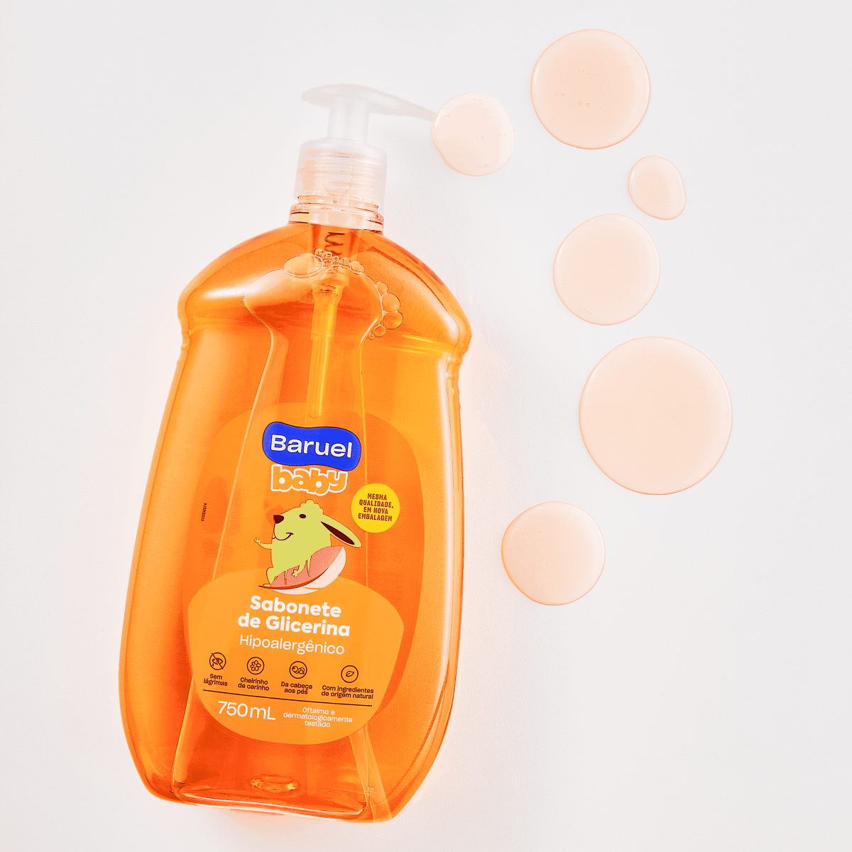 Sabonete Liquido Glicerina, 750ml - Baruel Baby