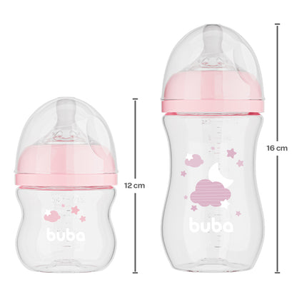 Kit 2 Mamadeiras Easy Flow Nuvem Rosa, 120ml/270ml, Anticolica - Buba