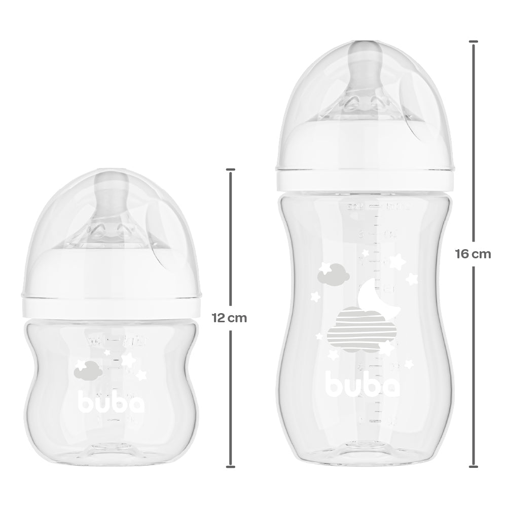 Kit 2 Mamadeiras Easy Flow Nuvem Branca, 120ml/270ml, Anticolica - Buba