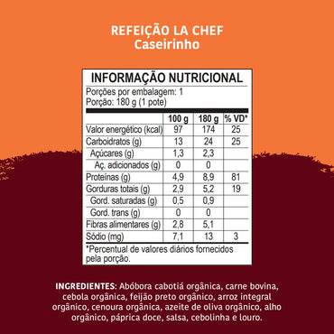 La Chef Caseirinho: Arroz, Feijão, Carne e Legumes, 180g - Papapá