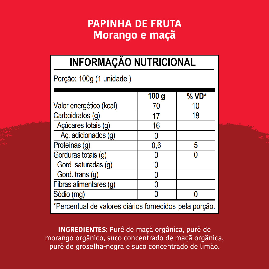 Papinha Orgânica, Maçã e Morango, 100g - Papapá