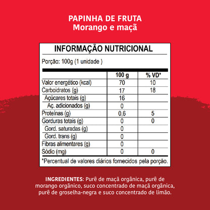 Papinha Orgânica, Maçã e Morango, 100g - Papapá