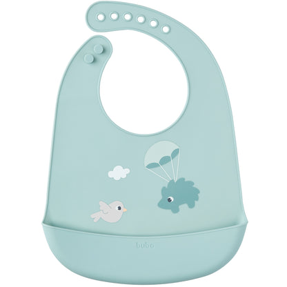 Babador em Silicone com Pega-Migalhas Verde, Cloudy - Buba