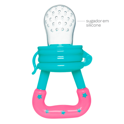 Porta-Frutinhas com Sugador em Silicone - Rosa
