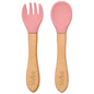 Kit Talheres em Silicone e Bambu - Rosa