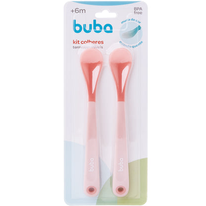 Kit 2 Colheres Termossensiveis, Rosa - Buba
