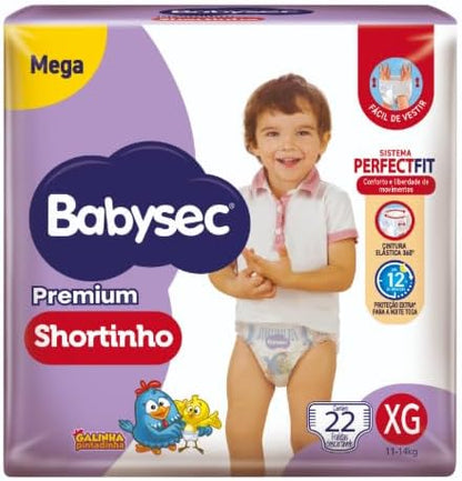 Fralda XG Babysec Shortinho Premium Mega com 22 unidades