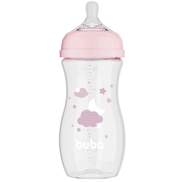 Mamadeira Easy Flow Nuvem Rosa, 330ml, Anticolica - Buba
