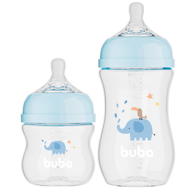 Kit 2 Mamadeiras Easy Flow Elefante Azul, 120ml/270ml, Anticolica - Buba