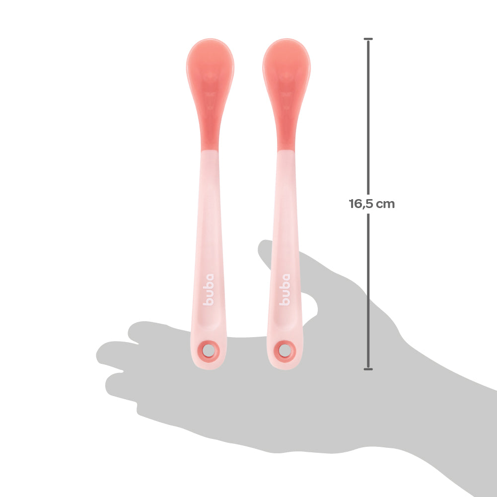Kit 2 Colheres Termossensiveis, Rosa - Buba