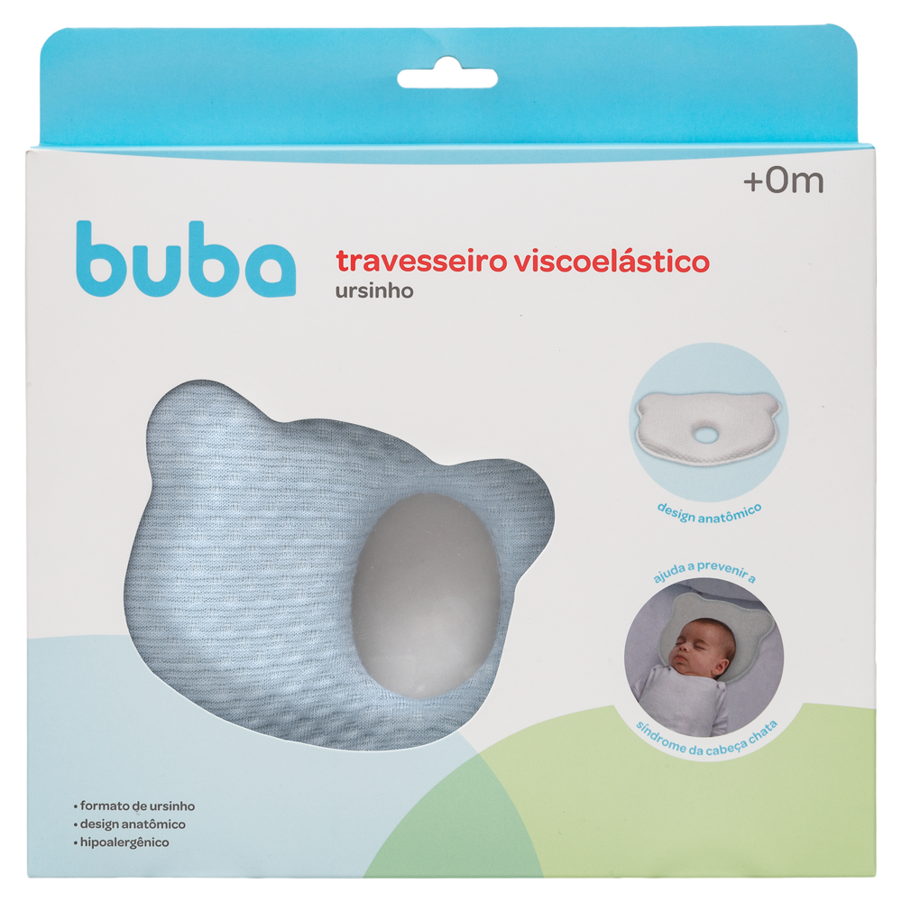 Travesseiro Viscoelástico Urso, Azul - Buba
