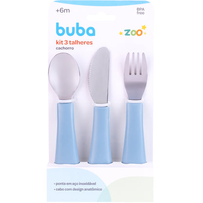 Kit 3 Talheres, Buba Zoo, Azul Escuro - Buba