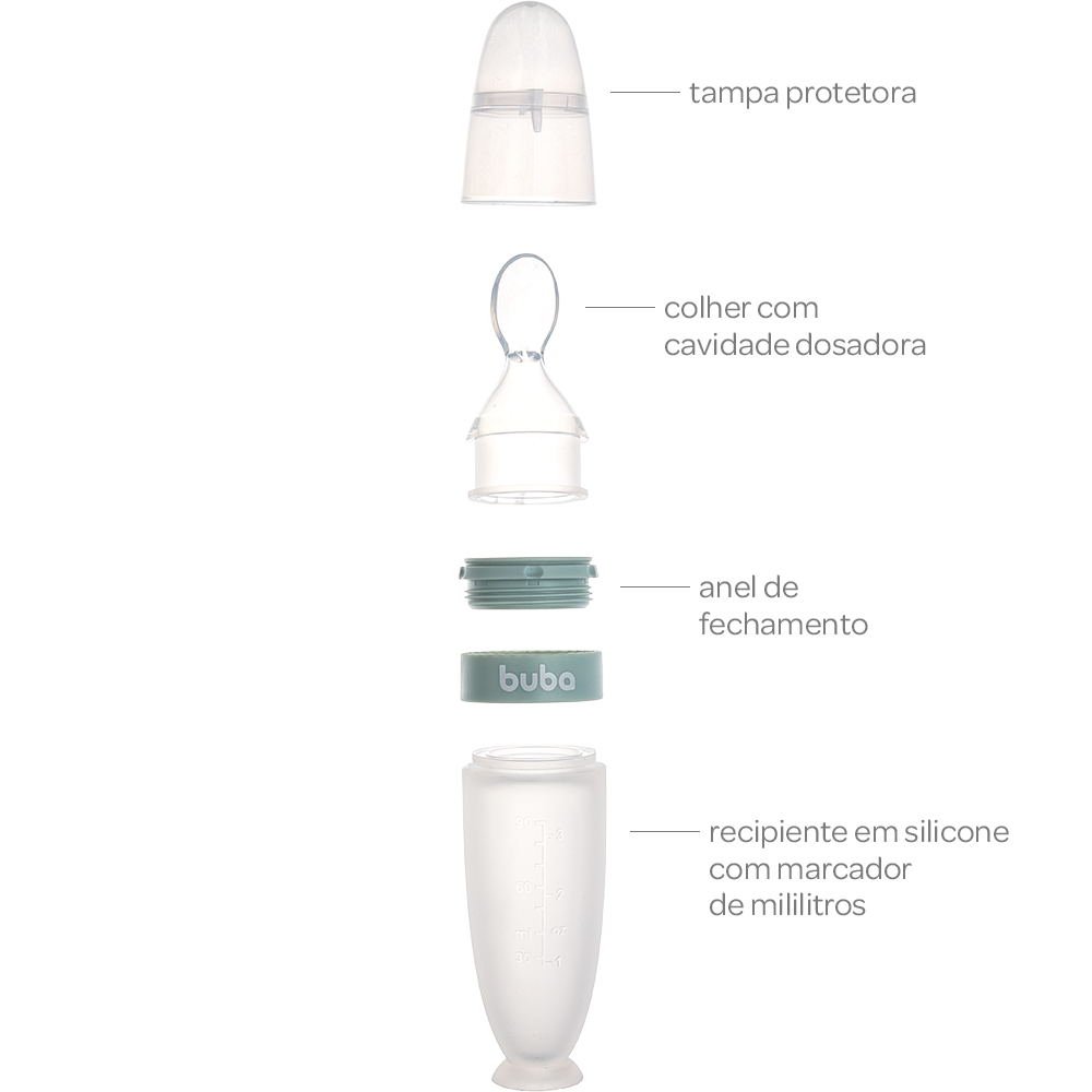 Colher Dosadora em Silicone com Ventosa - Verde