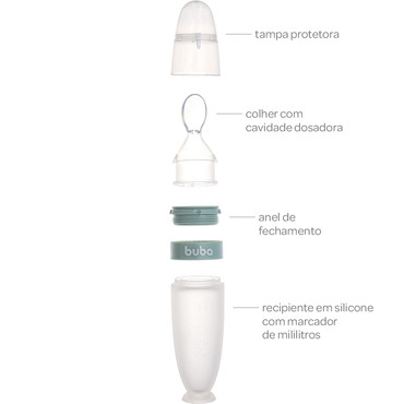 Colher Dosadora em Silicone com Ventosa - Verde