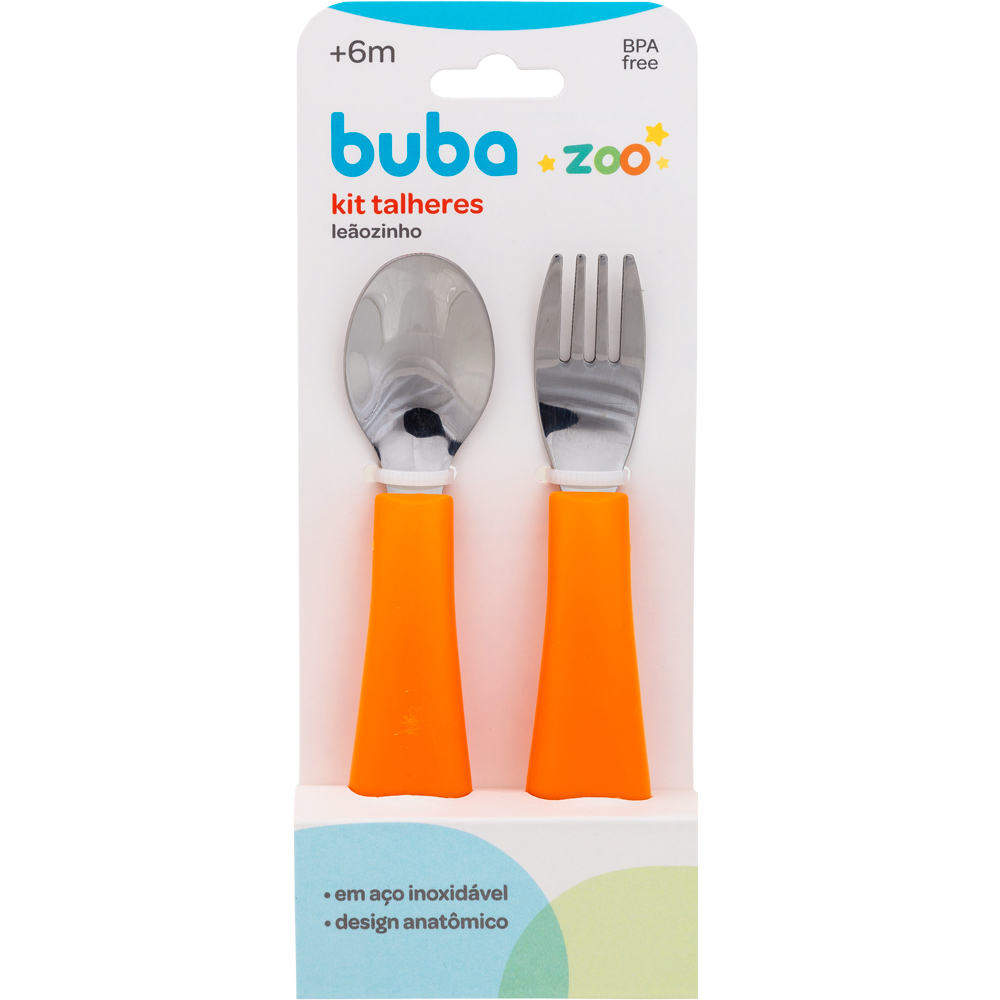 Kit Talheres Buba Zoo - Laranja