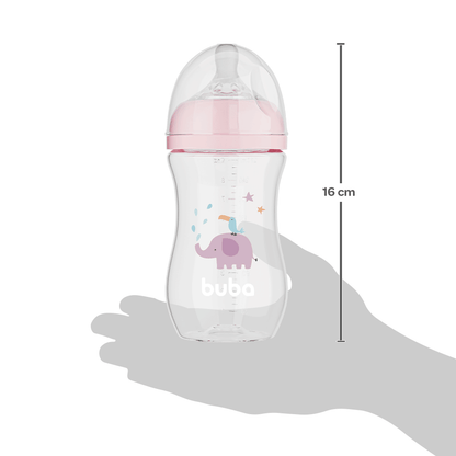 Mamadeira Easy Flow Elefante Rosa, 270ml, Anticolica - Buba