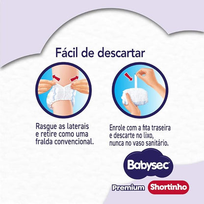 Fralda M Babysec Shortinho Hiper com 60 unidades