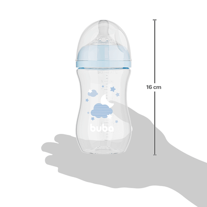 Mamadeira Easy Flow Nuvem Azul, 270ml, Anticolica - Buba