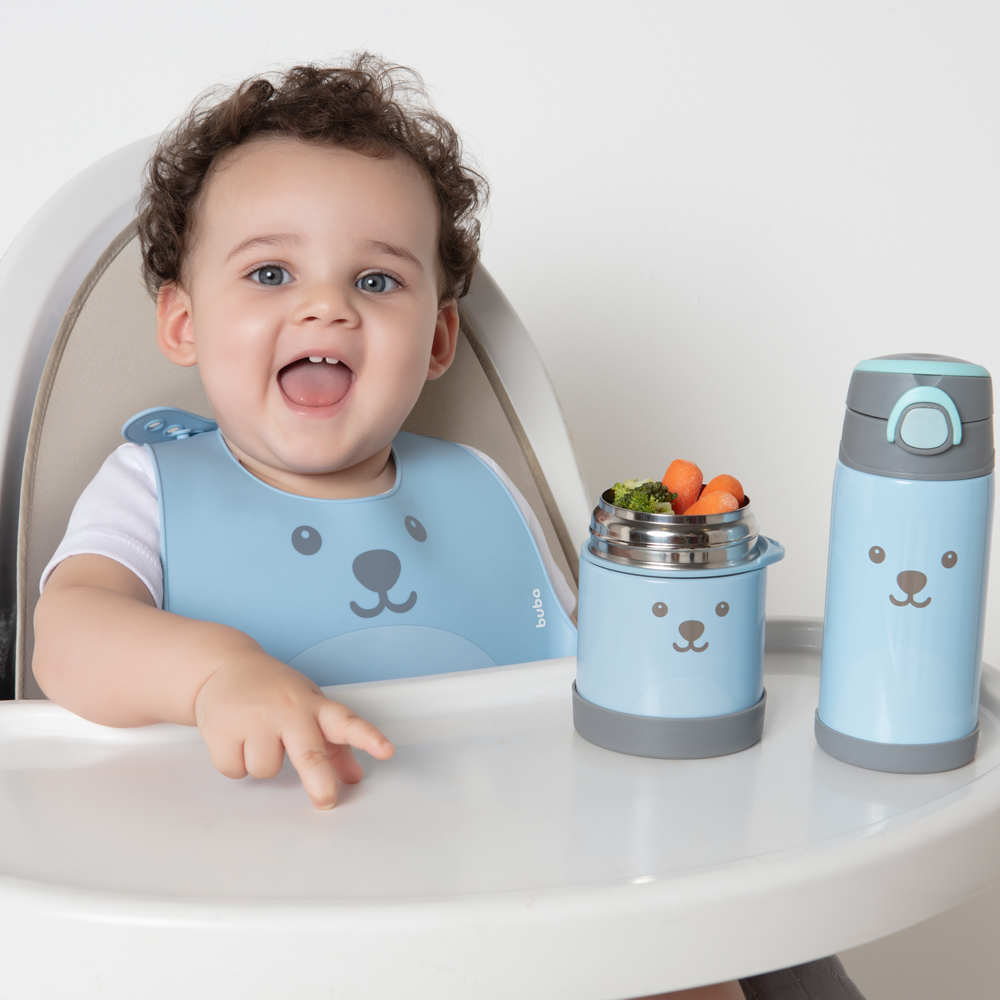 Babador em Silicone com Pega-Migalhas Gumy - Azul
