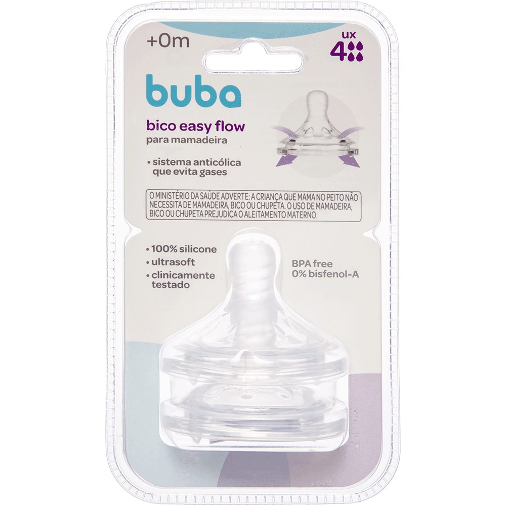 Bico para Mamadeira Easy Flow, Fluxo 4 - Buba