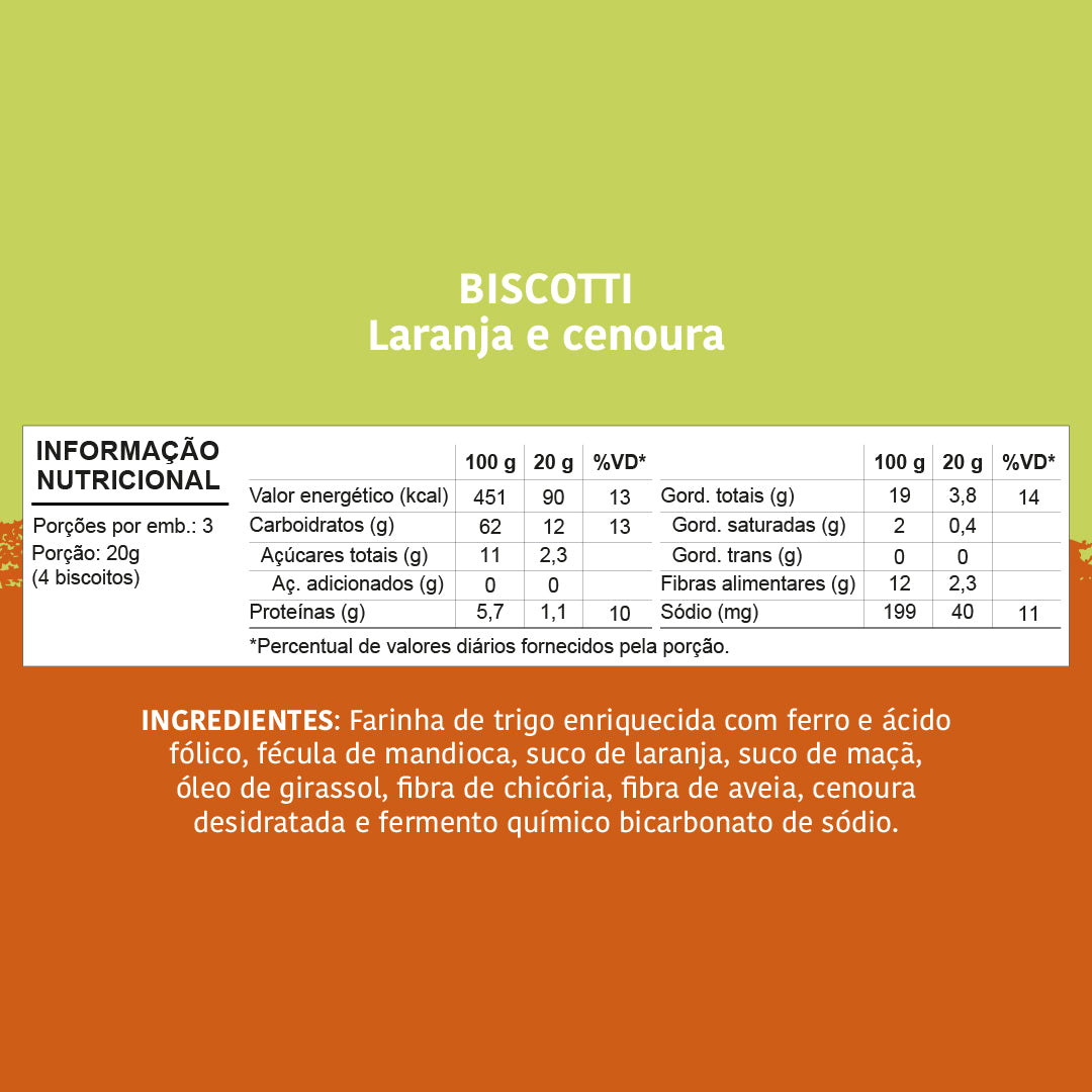 Biscoito Infantil Biscotti: Laranja e Cenoura, 60g - Papapá